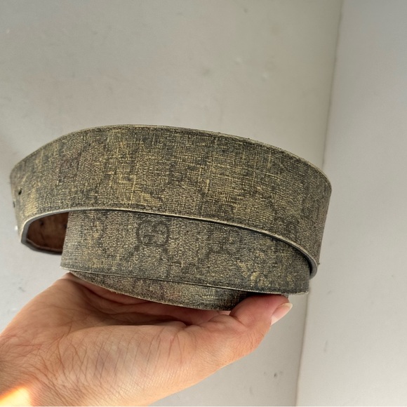 GUCCI GG Buckle Grey Vintage Men’s Belt - Picture 4 of 9